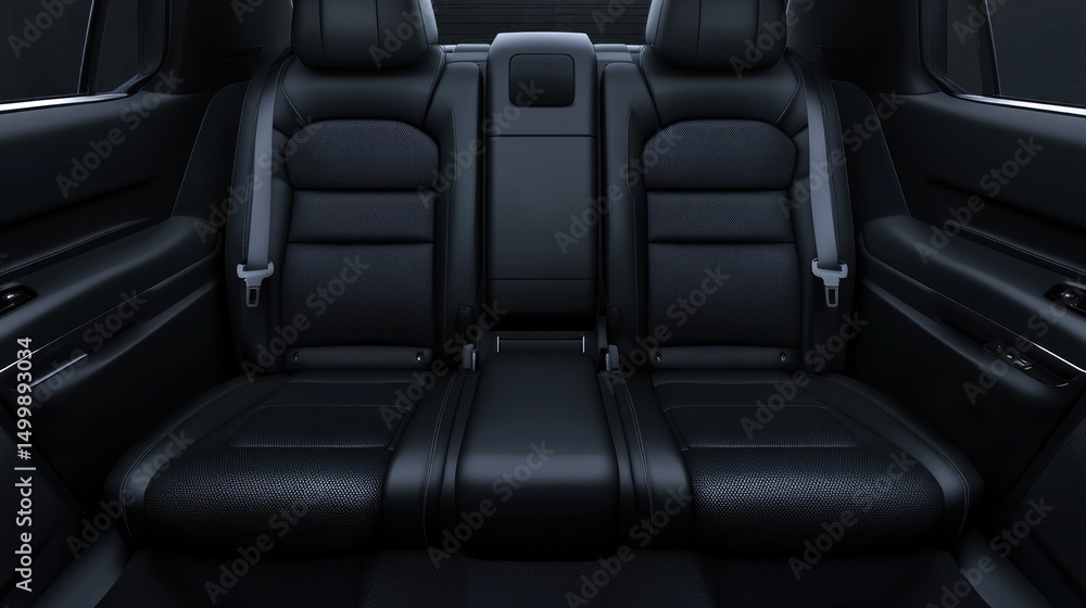 Obraz premium Luxury Car Back Seats: Elegant Black Leather Interior