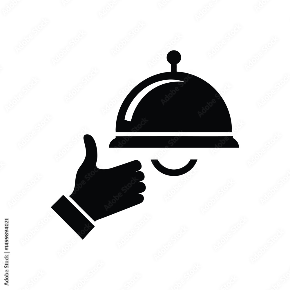 Fototapeta premium Waiter with Tray Vector Illustration – Professional Restaurant Service Graphic for Menus, Hospitality, or Culinary Branding Projects 