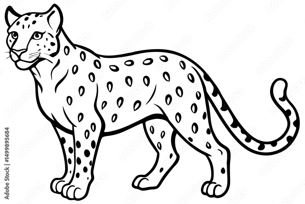Fototapeta premium White Snow Leopard Line Art