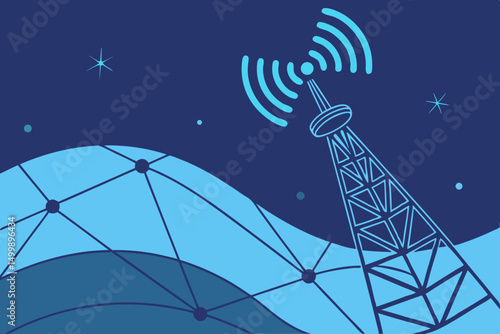 Signal Tower Relaying Wireless Transmission Across Mountain Ranges	