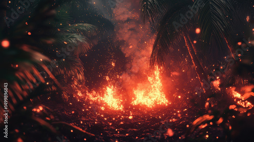 Wallpaper Mural Burning forest. Devastating wild fire. Torontodigital.ca