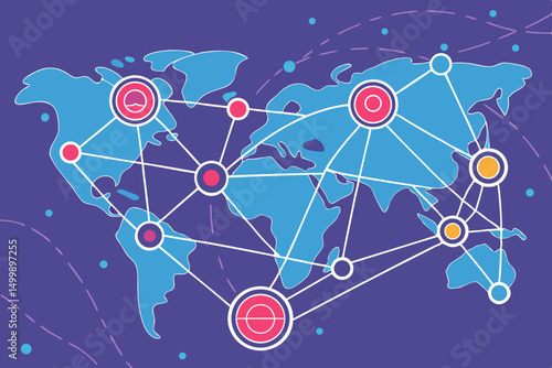 Global Network Connecting Worldwide Locations of Importance	