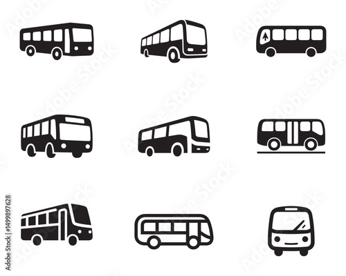 Bus Silhouette Vector Icon – Minimalist Public Transportation Vehicle Design