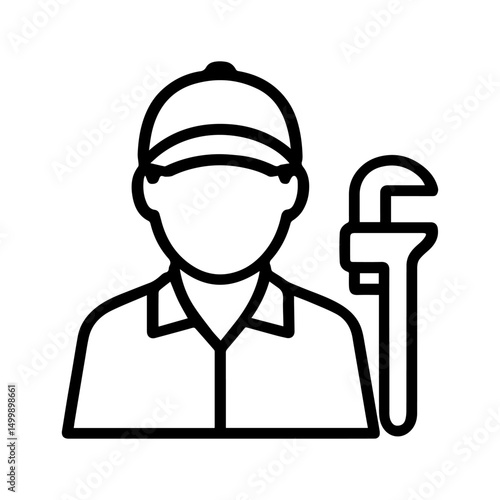 Plumber man icon on white background vector
Vector line profession icon