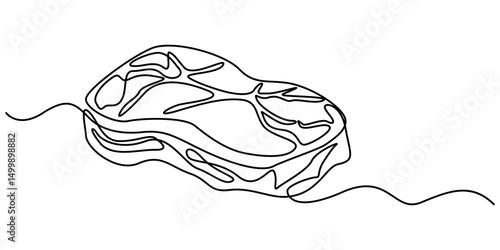 Meat veal continuous one line drawing, Meat product, steak continuous line drawing set. One line art of veal, pork, beef, raw, chopped meat.                                  