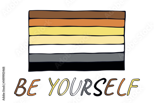Colorful Bear brotherhood pride flag Happy pride day LGBTQ community Pride Month Vector hand drawn doodle for posters, stickers, logo, cards