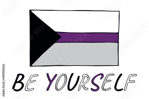 Colorful Demisexual pride flag Happy pride day LGBTQ community Pride Month Vector hand drawn doodle for posters, stickers, logo, cards