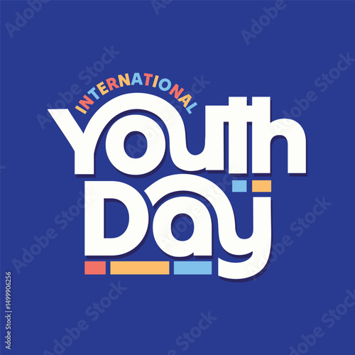 Youth Day typography greeting card, banner, poster, template design to celebrate on 12 August. International youth Day logotype, sticker, label, tag vector illustration. 