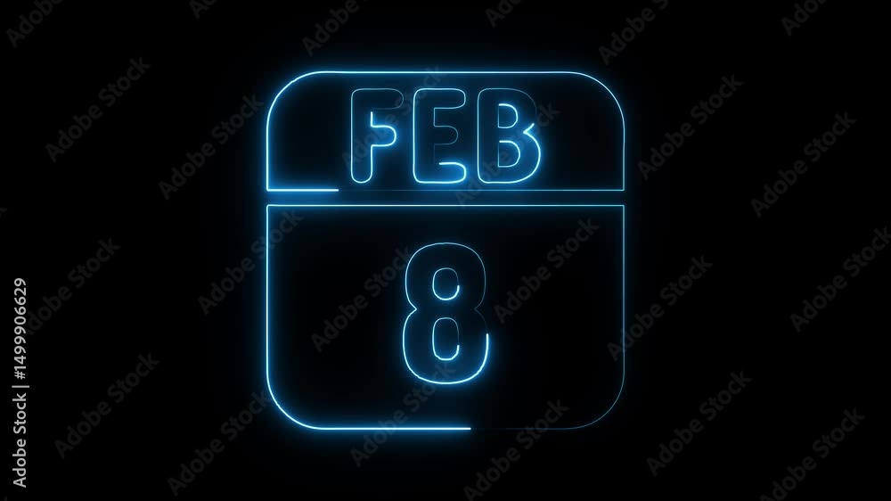 Glowing neon 8 january icon isolated on black background.a neon sign with a calendar that says Glowing neon 8 january icon isolated on black background.a neon sign with a calendar that says