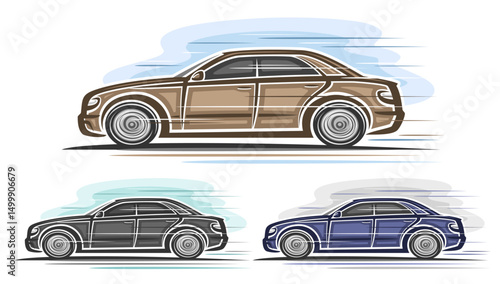 Vector Sedan Cars Set