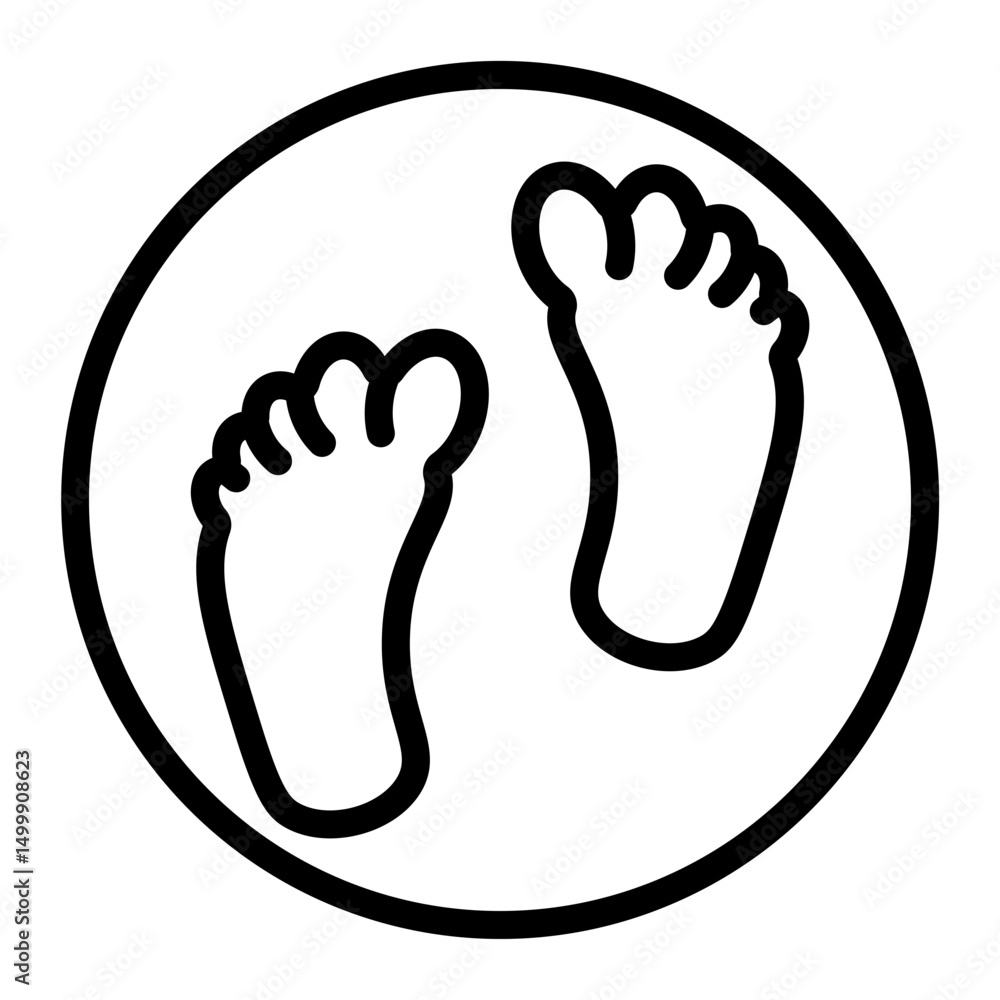 Obraz premium Baby Footprints Vector Line Icon Design