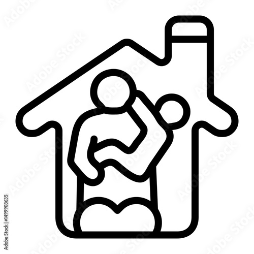 Foster Care Home Vector Line Icon Design