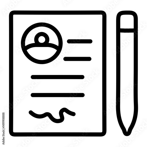 Parents Signing Consent Vector Line Icon Design