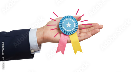 Isolated Hand Holding Award Ribbon