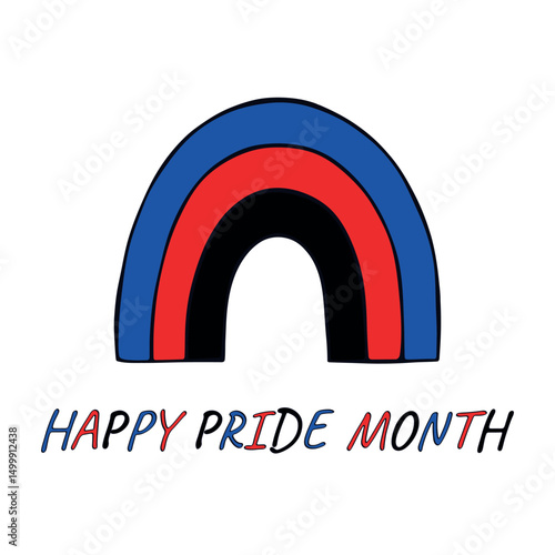 Colorful rainbow shape Polyamory pride flag Happy pride day LGBTQIA community Pride Month Vector hand drawn doodle for posters, stickers, logo, cards