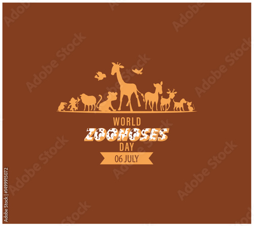 World Zoonoses Day. 6th July. zoonotic diseases transmissible from animals to humans. take a pledge to prevent zoonotic diseases banner, poster, vector illustration, flyer design.