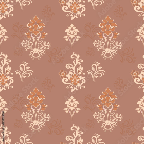 seamless floral pattern with mocha mousse background.