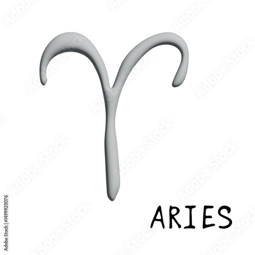 3d aries zodiac sign Esoteric symbol Astrology clipart Element for design