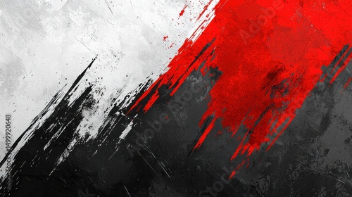 Bold Abstract Design with Red, Black, and White Brush Strokes