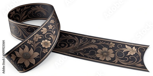 Elegant Floral Ribbon Black...