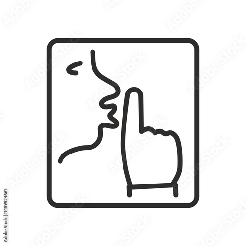 icon of shhh gesture lips, keep shut mouth, do not disturb vector illustration, do not talk