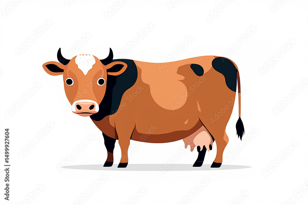 Fototapeta premium Cow animal isolated vector illustration image