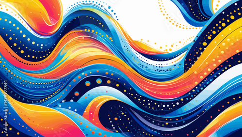 Abstract colorful waves with dynamic patterns and copy space