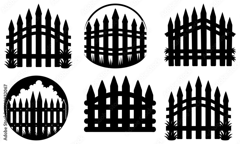 Picket Fence Silhouette vector Picket Fence Silhouette vector