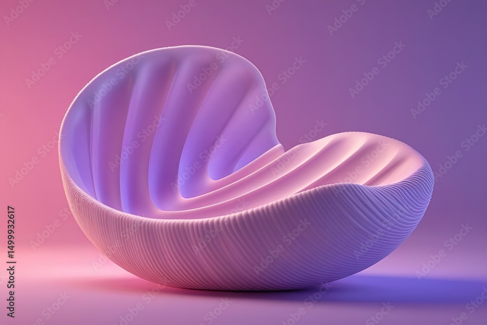 Modern 3D Abstract Organic Shell Render with Gradient Lighting and Fluid Design Modern 3D Abstract Organic Shell Render with Gradient Lighting and Fluid Design