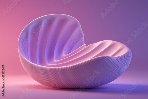 Modern 3D Abstract Organic Shell Render with Gradient Lighting and Fluid Design