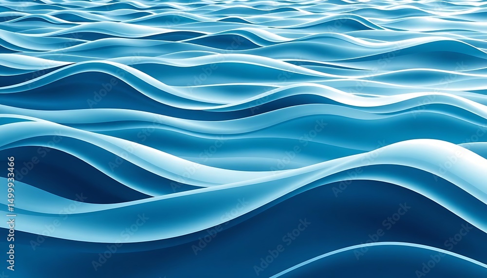 Fototapeta premium Abstract blue wave design with flowing light and soft liquid texture