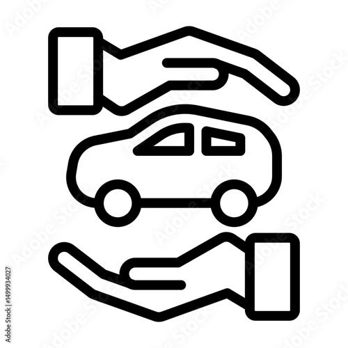 Car Insurance Vector Line Icon Design