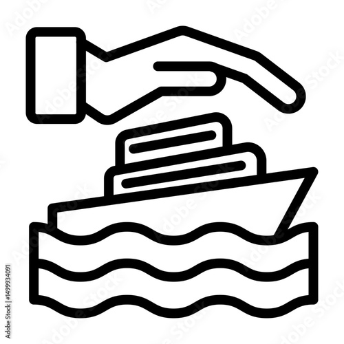 Cruise Insurance Vector Line Icon Design