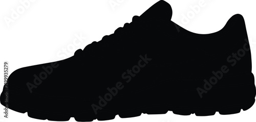 Black Silhouette Vector of a Running Shoe - High-Quality EPS File for Scalable and Editable Design Projects