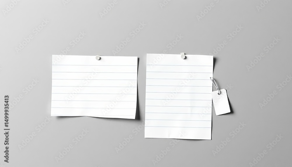White lined notebook paper sheets affixed to a grey squared background, sheet, note White lined notebook paper sheets affixed to a grey squared background, sheet, note