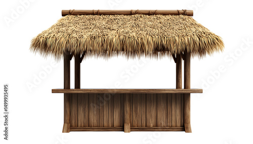 Tropical Tiki Bar Hut, Bamboo and Thatch  isolated on transparent background	