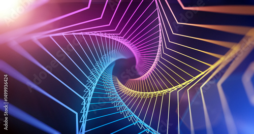 Fototapeta Naklejka Na Ścianę i Meble -  Abstract tunnel neon colored lights background. I made this video with 3d program, using its 3d animation features.