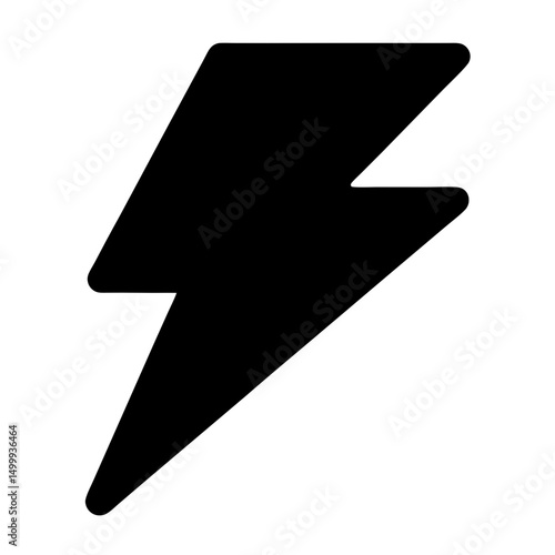 Bold black lightning bolt symbol representing speed, power, and electrical energy