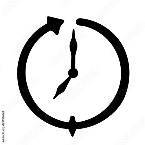 Black and white image of a clock that seems to move backwards