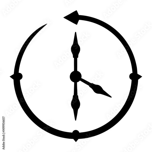 A stylized clock with an arrow indicating the backward direction of time
