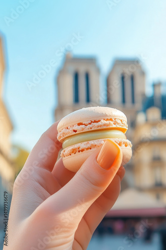 paris persons hand nails closeup macaron