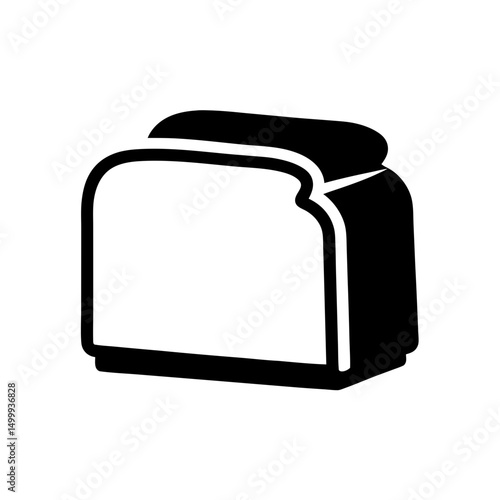 Stylized monochrome vector image of loaf of sliced bread missing a piece