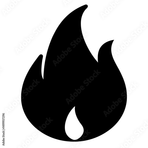 Simple black flame vector illustration with clean and bold outline design
