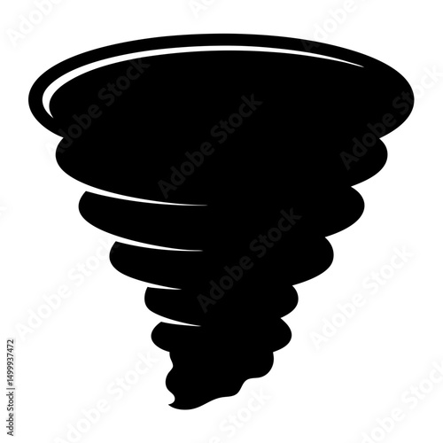 Simple black vector image of a swirling tornado weather disaster illustration