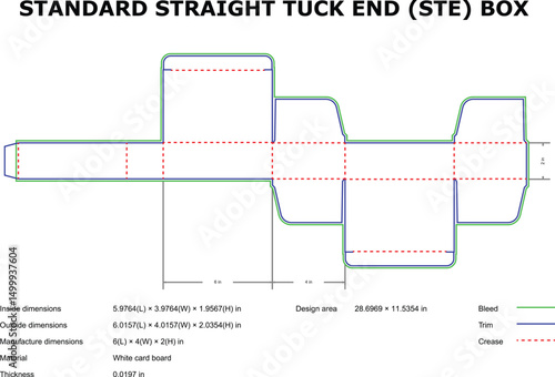 Standard straight tuck end box die cut template design