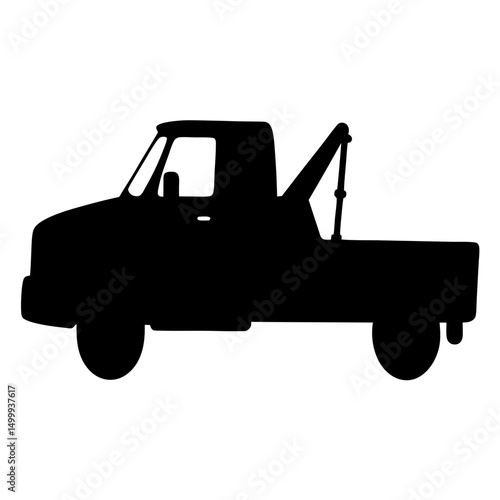 Silhouette illustration of a tow truck for vehicle assistance and towing