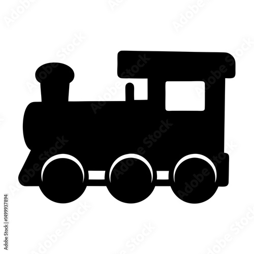 Simple black silhouette of a classic steam engine train toy vector