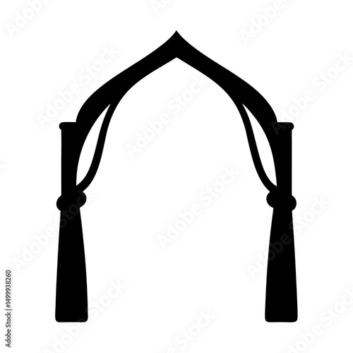 Elegant arched entrance or passage silhouette with curtain details, a classical architectural design