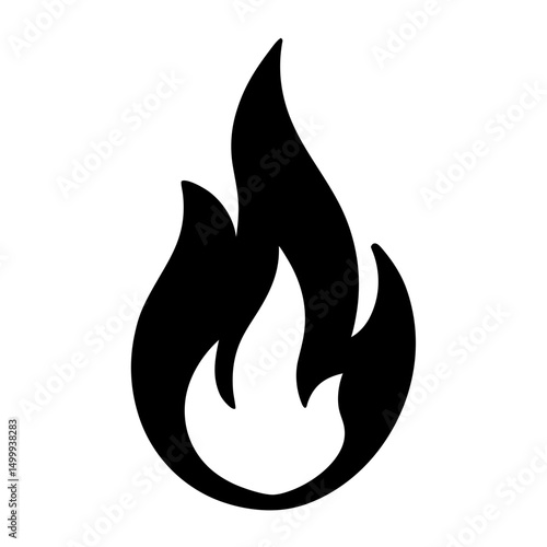Stylized black and white flame icon illustrating energy and potential danger