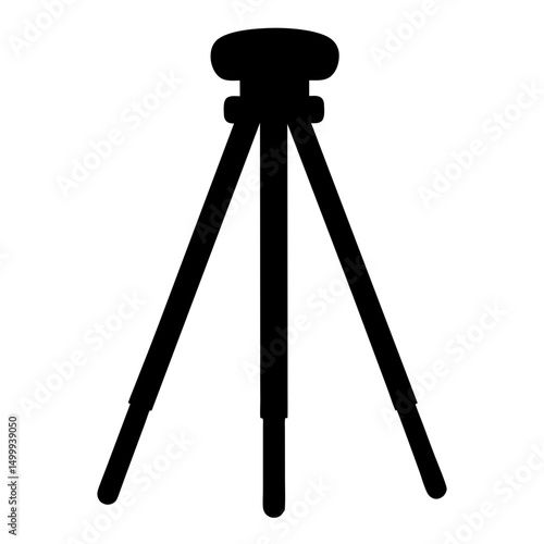 Black silhouette of a tripod on a white background, minimalistic style